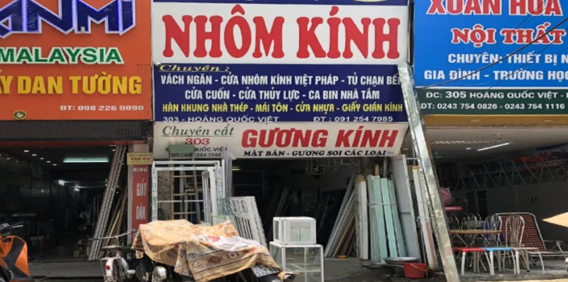 Mẫu Biển Quảng Cáo Cửa Hàng Nhôm Kính