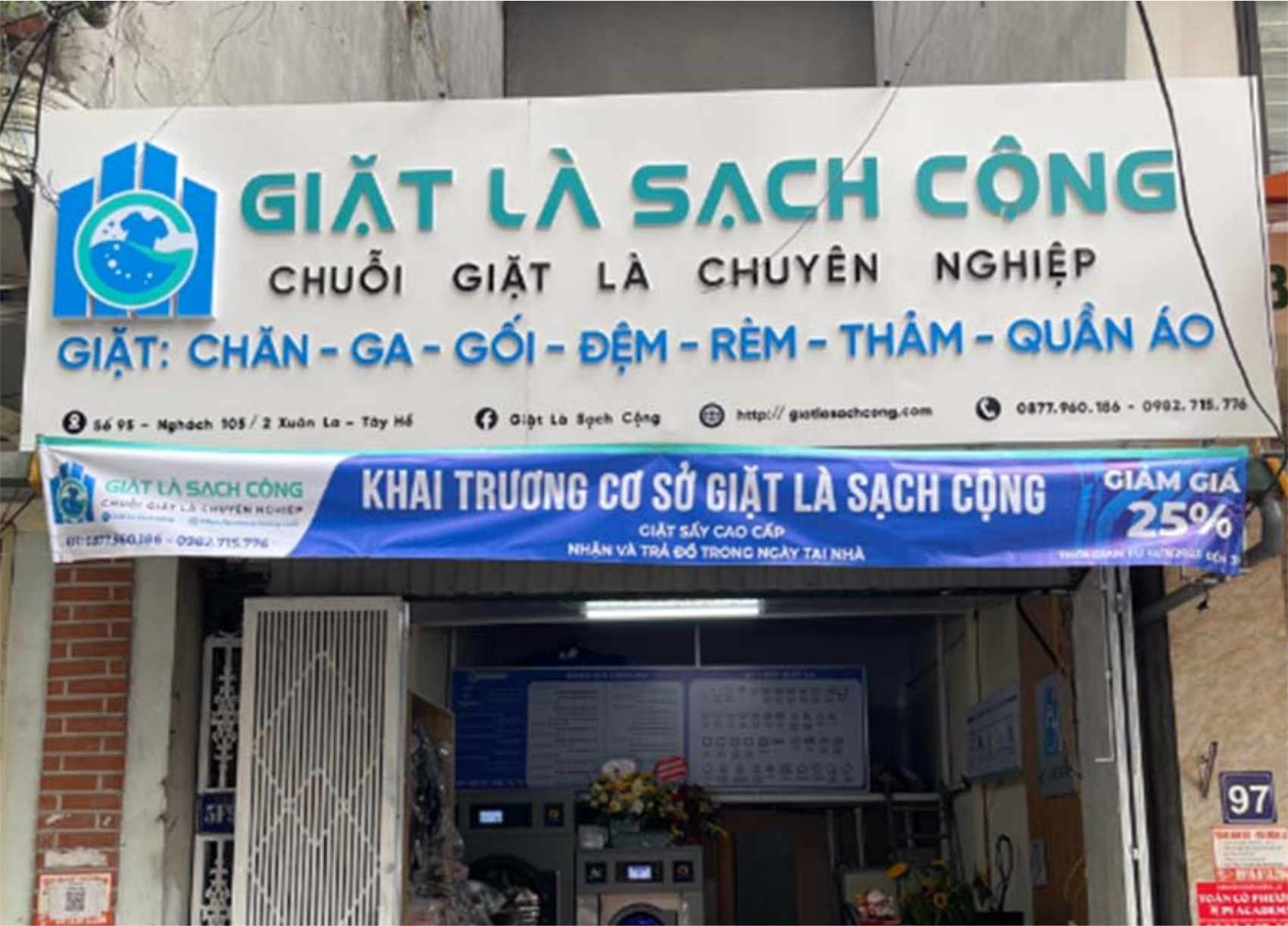 Thi Công Bảng Hiệu Tiệm Giặt Ủi Đẹp