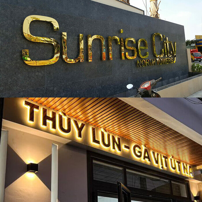 Thi công biển chữ inox